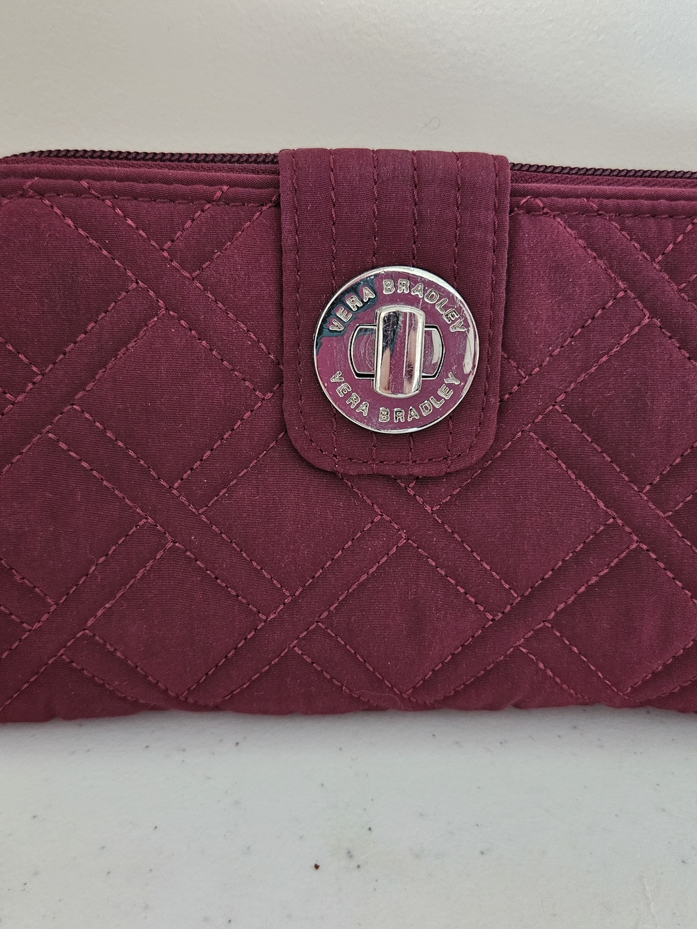 Vera Bradley Quilted Turnlock Wallet in Berry